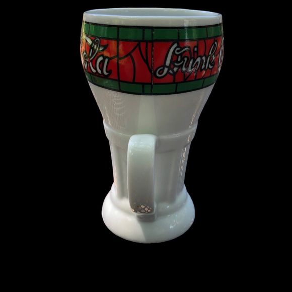 Vintage Tall Coca-Cola Milk Glass, Stained Glass Beverage Glass by Mann Made Mug - Picture 4 of 9